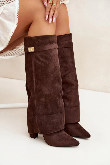 LAVISTA SUDE KNEE HIGH BOOTS- BEIGE