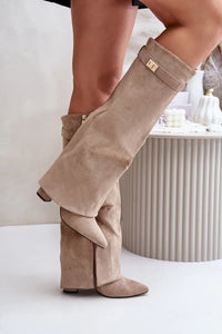LAVISTA SUDE KNEE HIGH BOOTS- BEIGE